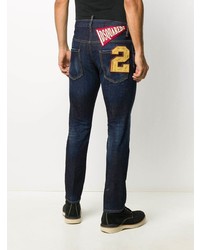 dunkelblaue enge Jeans mit Destroyed-Effekten von DSQUARED2