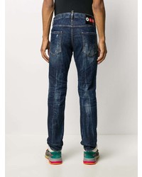 dunkelblaue enge Jeans mit Destroyed-Effekten von DSQUARED2