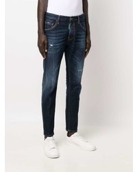 dunkelblaue enge Jeans mit Destroyed-Effekten von DSQUARED2