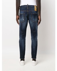 dunkelblaue enge Jeans mit Destroyed-Effekten von DSQUARED2