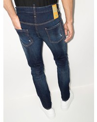 dunkelblaue enge Jeans mit Destroyed-Effekten von DSQUARED2