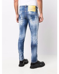 dunkelblaue enge Jeans mit Destroyed-Effekten von DSQUARED2