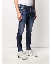 dunkelblaue enge Jeans mit Destroyed-Effekten von DSQUARED2