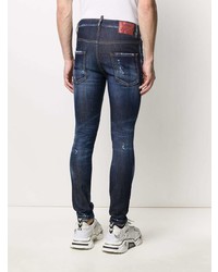 dunkelblaue enge Jeans mit Destroyed-Effekten von DSQUARED2