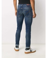 dunkelblaue enge Jeans mit Destroyed-Effekten von Dondup