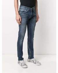 dunkelblaue enge Jeans mit Destroyed-Effekten von Dondup