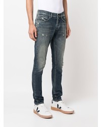 dunkelblaue enge Jeans mit Destroyed-Effekten von Dondup