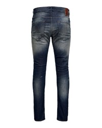 dunkelblaue enge Jeans mit Destroyed-Effekten von ONLY & SONS