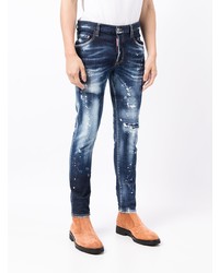 dunkelblaue enge Jeans mit Destroyed-Effekten von DSQUARED2