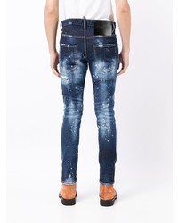 dunkelblaue enge Jeans mit Destroyed-Effekten von DSQUARED2