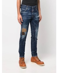 dunkelblaue enge Jeans mit Destroyed-Effekten von DSQUARED2