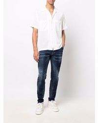 dunkelblaue enge Jeans mit Destroyed-Effekten von DSQUARED2