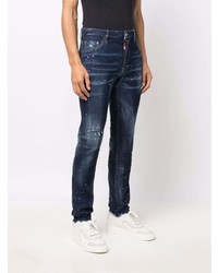 dunkelblaue enge Jeans mit Destroyed-Effekten von DSQUARED2