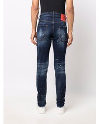 dunkelblaue enge Jeans mit Destroyed-Effekten von DSQUARED2