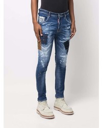 dunkelblaue enge Jeans mit Destroyed-Effekten von DSQUARED2