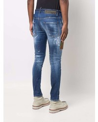 dunkelblaue enge Jeans mit Destroyed-Effekten von DSQUARED2