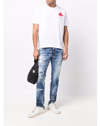 dunkelblaue enge Jeans mit Destroyed-Effekten von DSQUARED2