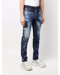 dunkelblaue enge Jeans mit Destroyed-Effekten von DSQUARED2