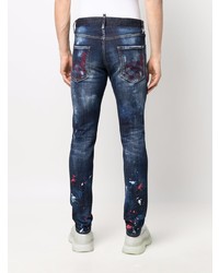 dunkelblaue enge Jeans mit Destroyed-Effekten von DSQUARED2