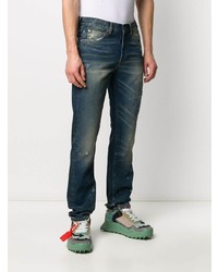 dunkelblaue enge Jeans mit Destroyed-Effekten von Off-White