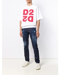 dunkelblaue enge Jeans mit Destroyed-Effekten von DSQUARED2