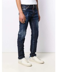 dunkelblaue enge Jeans mit Destroyed-Effekten von DSQUARED2