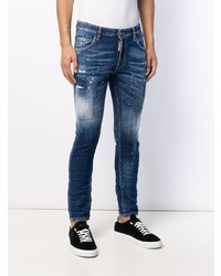 dunkelblaue enge Jeans mit Destroyed-Effekten von DSQUARED2