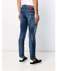 dunkelblaue enge Jeans mit Destroyed-Effekten von DSQUARED2