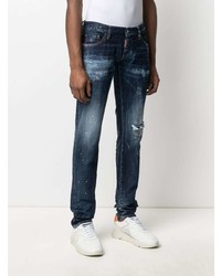 dunkelblaue enge Jeans mit Destroyed-Effekten von DSQUARED2