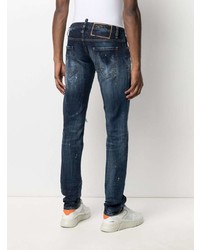 dunkelblaue enge Jeans mit Destroyed-Effekten von DSQUARED2