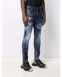 dunkelblaue enge Jeans mit Destroyed-Effekten von DSQUARED2