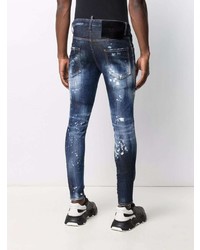 dunkelblaue enge Jeans mit Destroyed-Effekten von DSQUARED2