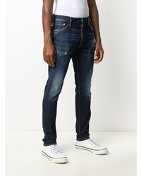 dunkelblaue enge Jeans mit Destroyed-Effekten von DSQUARED2