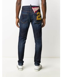 dunkelblaue enge Jeans mit Destroyed-Effekten von DSQUARED2