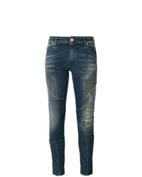 dunkelblaue enge Jeans mit Destroyed-Effekten von PIERRE BALMAIN