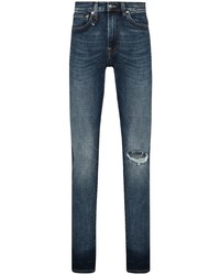 dunkelblaue enge Jeans mit Destroyed-Effekten von R13