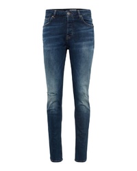 dunkelblaue enge Jeans mit Destroyed-Effekten von REVIEW