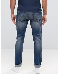 dunkelblaue enge Jeans mit Destroyed-Effekten von ONLY & SONS