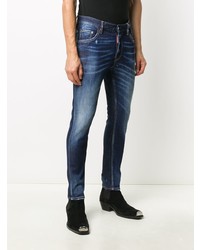 dunkelblaue enge Jeans mit Destroyed-Effekten von DSQUARED2