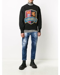 dunkelblaue enge Jeans mit Destroyed-Effekten von DSQUARED2