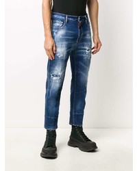 dunkelblaue enge Jeans mit Destroyed-Effekten von DSQUARED2