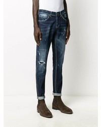 dunkelblaue enge Jeans mit Destroyed-Effekten von Dondup