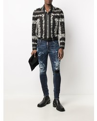 dunkelblaue enge Jeans mit Destroyed-Effekten von DSQUARED2