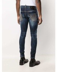 dunkelblaue enge Jeans mit Destroyed-Effekten von DSQUARED2