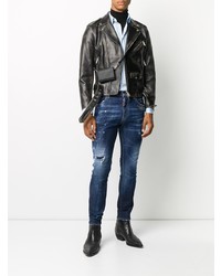 dunkelblaue enge Jeans mit Destroyed-Effekten von DSQUARED2