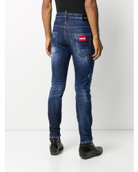 dunkelblaue enge Jeans mit Destroyed-Effekten von DSQUARED2