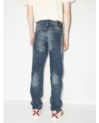 dunkelblaue enge Jeans mit Destroyed-Effekten von True Religion