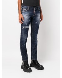 dunkelblaue enge Jeans mit Destroyed-Effekten von DSQUARED2