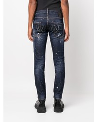 dunkelblaue enge Jeans mit Destroyed-Effekten von DSQUARED2