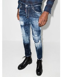 dunkelblaue enge Jeans mit Destroyed-Effekten von DSQUARED2